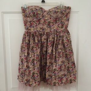Sans Souci Strapless Tulle Pink Floral Dress